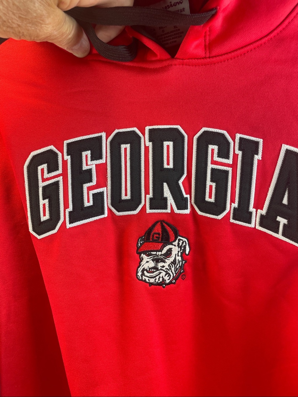 Georgia Bulldogs
Champion Red and Black Hooded Sweatshirt with Label - Picture 2 of 8
